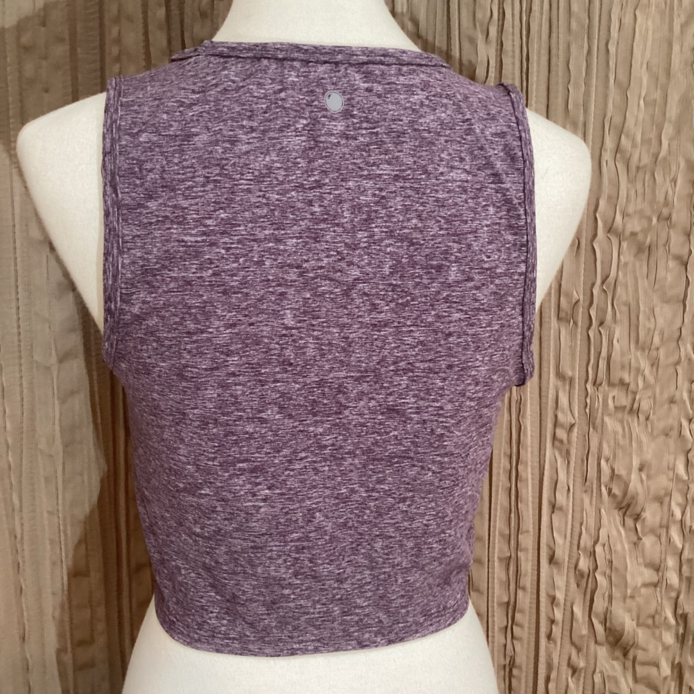 Heathered Purple Twist-Front workout/athletic top, sleeveless, M - Picture 3 of 7